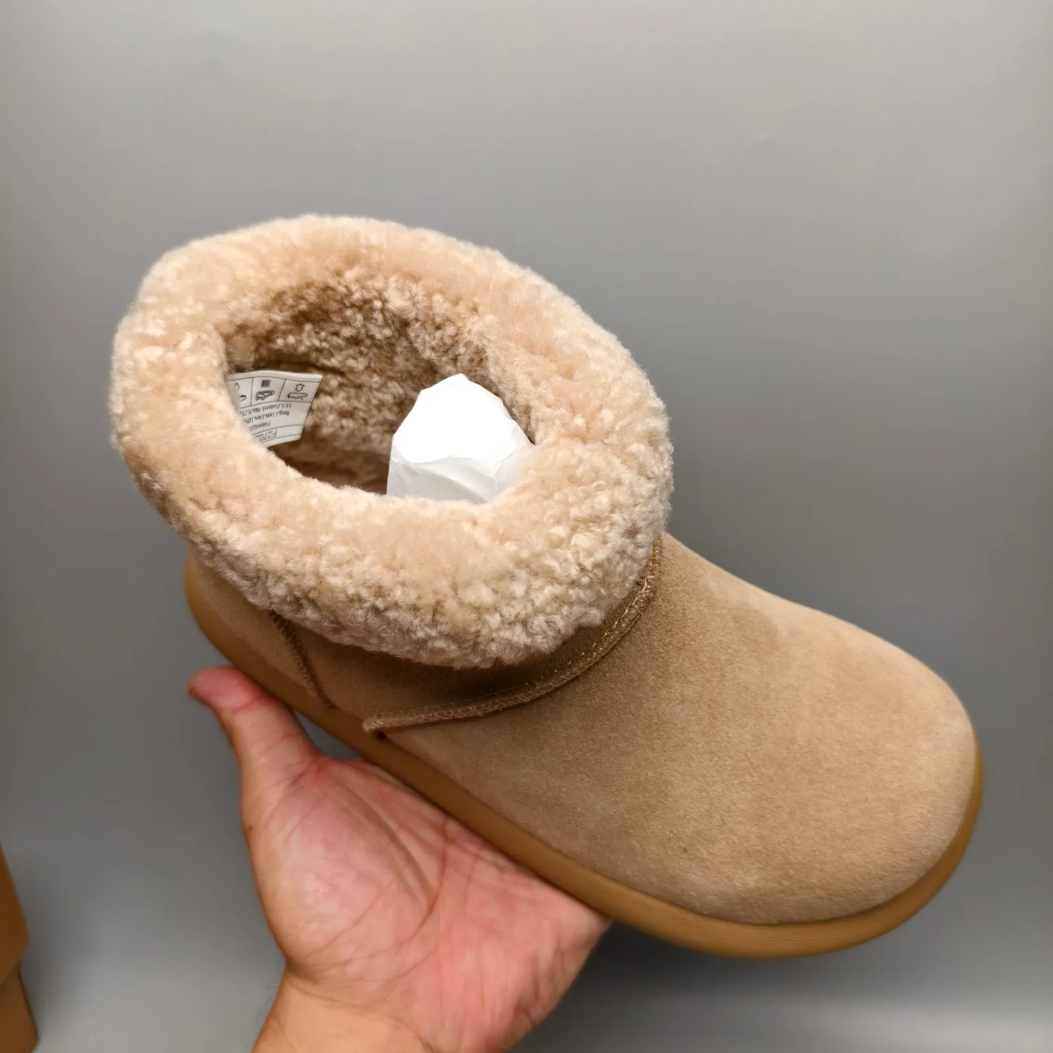 💰540 UGG sheepskin all-in-one snow boots 1618-5 rubber wear-resistant sole casual shoes Color: Gray Maroon Sand Matching size: 35-40
